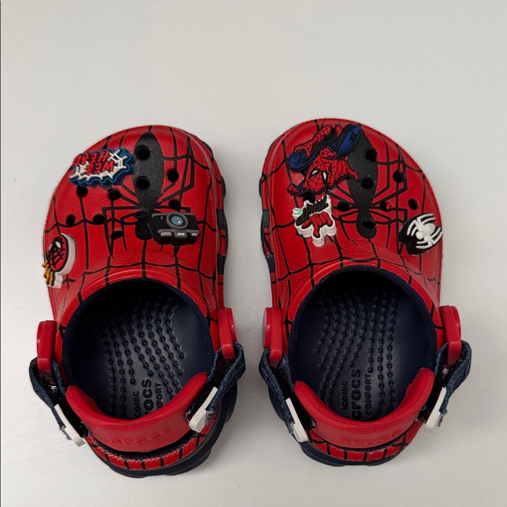 CROCS Kids Red and Navy Spider-Man Sandals